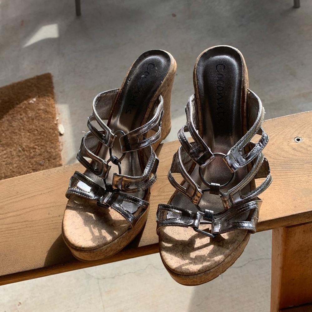 Ladies wedge silver sandals